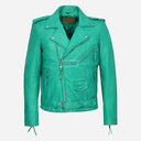 BRUZE Men’s Classic Leather Biker Jacket