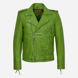 BRUZE Men’s Classic Leather Biker Jacket