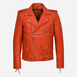 BRUZE Men’s Classic Leather Biker Jacket