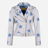 STELVIA Star Appliqué Leather Biker Jacket White
