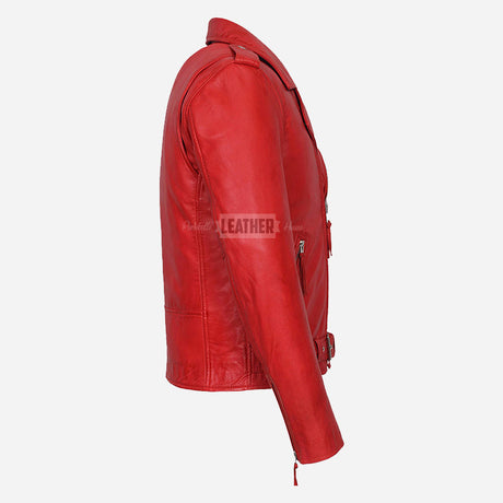 BRUZE Men’s Red Classic Leather Jacket