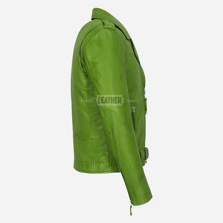 BRUZE Men’s Classic Leather Biker Jacket