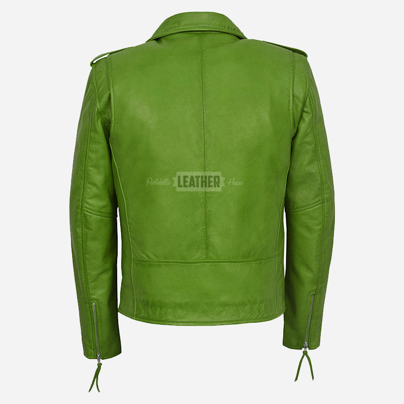 BRUZE Men’s Classic Leather Biker Jacket