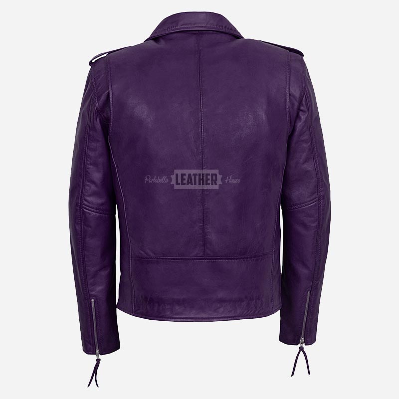 BRUZE Men’s Classic Leather Biker Jacket