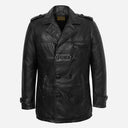 FINDURE Men's Black Leather Peacoat