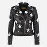 STELVIA Women's Star Appliqué Leather Biker Jacket