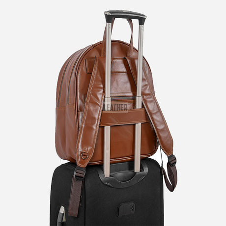 Tan Leather Laptop Backpack