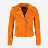 ASTRAE Women’s Suede Biker Jacket