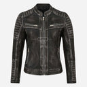 VARIE Vintage Leather Biker Jacket