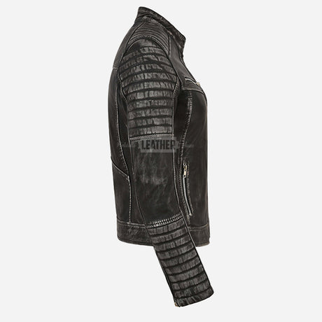 VARIE Vintage Leather Biker Jacket