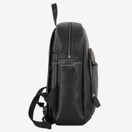 Black Soft Leather Backpack