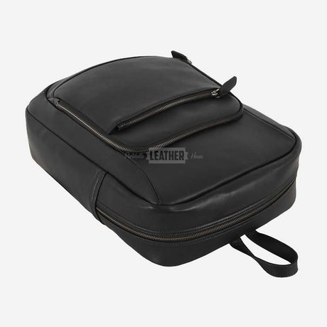 Black Soft Leather Backpack