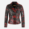 VIONEL Leather Biker Jacket Wax Sparkle Effect