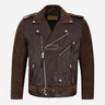 KRUZE Leather & Suede Biker Jacket Brown
