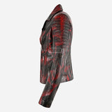 VIONEL Leather Biker Jacket Wax Sparkle Effect