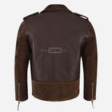 KRUZE Leather & Suede Biker Jacket Brown