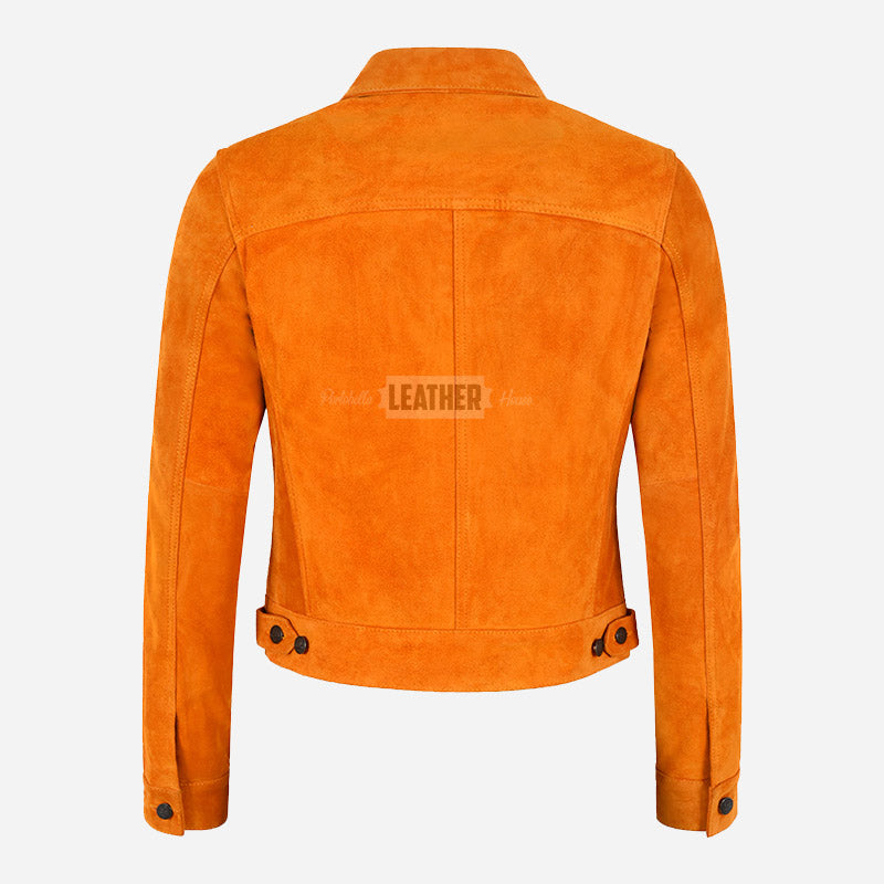 NOELLE Suede Denim Trucker Jacket