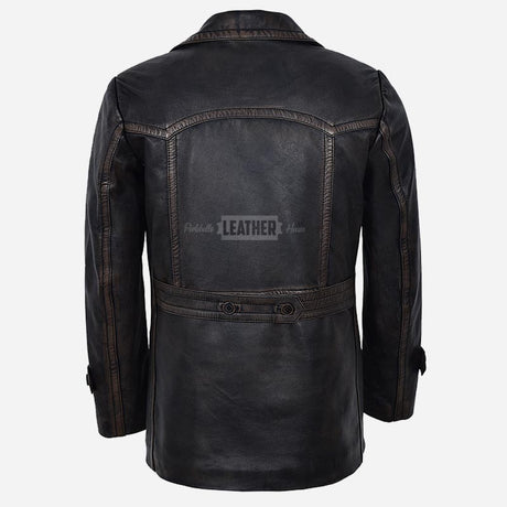 TOM Men's Leather Peacoat