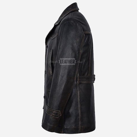 TOM Men's Leather Peacoat