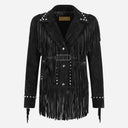 RODEO Fringed Suede Studded Jacket Black
