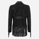 RODEO Fringed Suede Studded Jacket Black