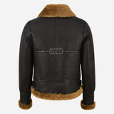 DALTIS Women's Sheepskin Bomber Jacket Brown