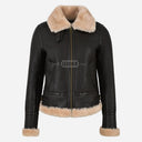 DALTIS Women's Sheepskin Bomber Jacket Brown