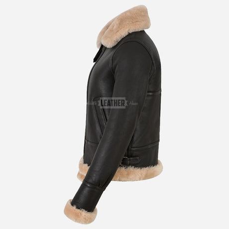 DALTIS Women's Sheepskin Bomber Jacket Brown