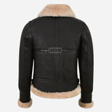 DALTIS Women's Sheepskin Bomber Jacket Brown