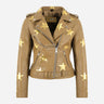 STELVIA Women's Star Appliqué Leather Biker Jacket