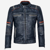 ORIEN Vintage Leather Café Racer Jacket