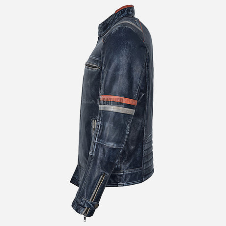 ORIEN Vintage Leather Café Racer Jacket