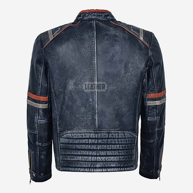 ORIEN Vintage Leather Café Racer Jacket