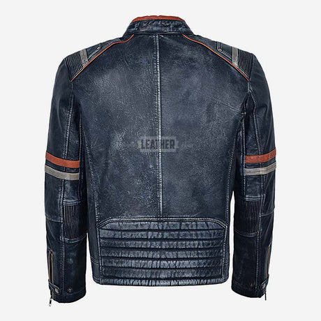ORIEN Vintage Leather Café Racer Jacket