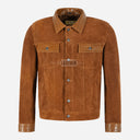JAXLEY Suede Jacket with Croc Print Leather Collar