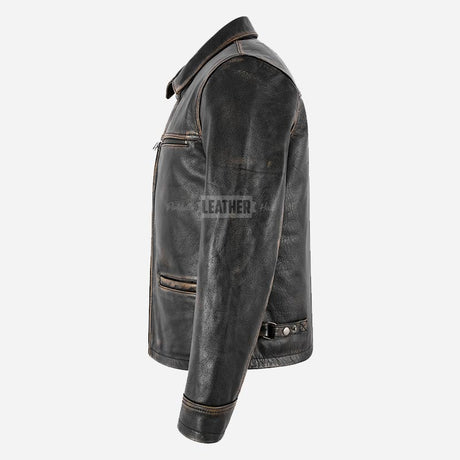 RAVIX Collared Vintage Leather Jacket