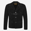 FLINTBORNE 70's Classic Suede Jacket in Black