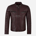 DRAVYN Men's Leather Jacket in Burgundy