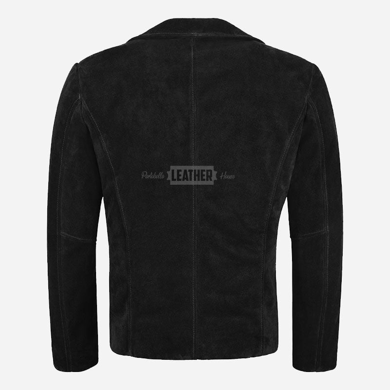 FLINTBORNE 70's Classic Suede Jacket in Black