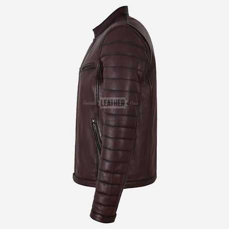 DRAVYN Men's Leather Jacket in Burgundy