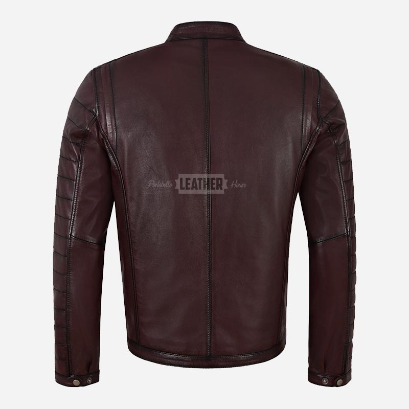 DRAVYN Men's Leather Jacket in Burgundy