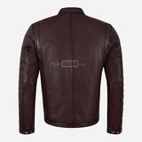 DRAVYN Men's Leather Jacket in Burgundy
