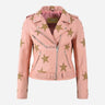 STELVIA Women's Star Appliqué Leather Biker Jacket