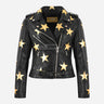 STELVIA Women's Star Appliqué Leather Biker Jacket