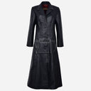 ROSALIA Women's Long Leather Coat Black