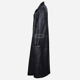 ROSALIA Women's Long Leather Coat Black
