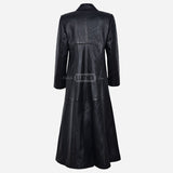 ROSALIA Women's Long Leather Coat Black