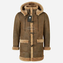 SELVADO Men's Sheepskin Duffle Coat Antique
