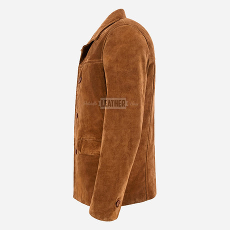 MAJORIS Men's Tan Suede Coat