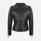 LESSEY Leather Biker Jacket Purple Buffed